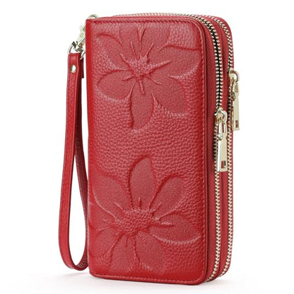 GOIACII Women's Wallet RFID Blocking Leather Wristlet - color: A05 Red