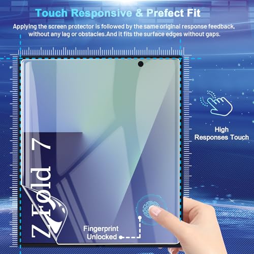 [2Set 6PCS] Screen Protector Compatible with Galaxy Z Fold 7 5G - 2 Inner TPU Film + 2 Outer Tempered Glass + 2 Camera Lens Protectors with Positional Mouting Frame, Bubble Free