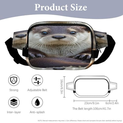 Cute Otter Fanny Packs for Women Men Double Layer Fashion Waist Pack Adjustable Belt Bag with Pockets Small Crossbody Bags for Running Hiking Workout Travel Daily Use