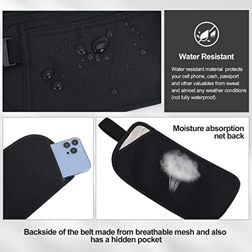 Money Belt - Passport Holder Secure Hidden Travel Wallet with RFID Blocking, Undercover Fanny Pack (Black) - color: Black, size: Rfid Blocking & Belt Wide:1 inch
