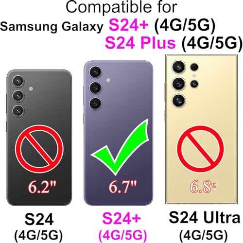 Wallet Case for Samsung Galaxy S24 Plus 6.7 inch, Black | Women Flip Folio Cover, Embossed PU Leather, Stand, Credit Card Holders Slots, Wrist Strap - color: 3
