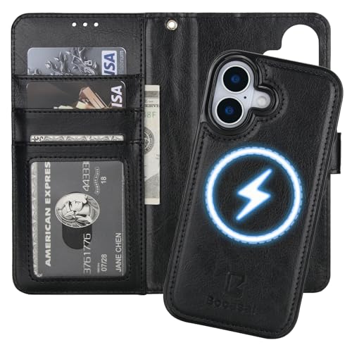 Bocasal for MagSafe Wallet Case Card Holder for iPhone 17, Black - color: Black for MagSafe