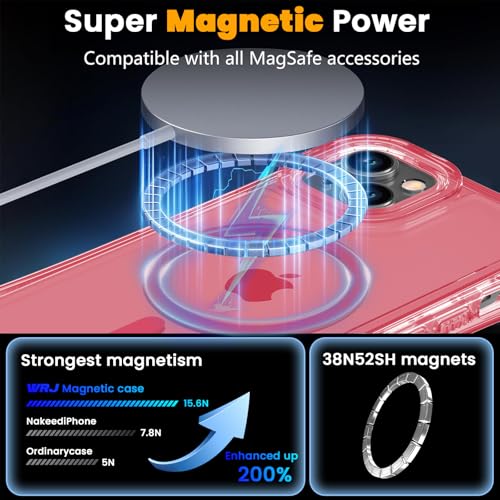 WRJ Magnetic Clear for iPhone 13 Case,iPhone 14 Case,[Compatible with MagSafe][Military Grade Drop Protection] Transparent Full Body Shockproof Protective Phone Case-Peach Pink - color: Peach Pink, style: Transparent