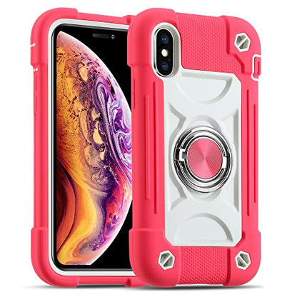 MARKILL Compatible with iPhone Xs Max Case 6.5 Inch with Ring Stand, Heavy-Duty Military Grade Shockproof Phone Cover with for iPhone Xs Max. Hot Pink - color: Hot Pink, size: iPhone XS Max 6.5"
