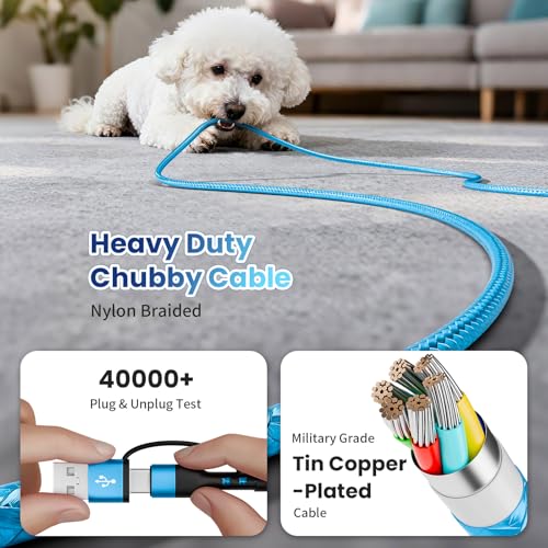 Travel Essentials, 4 in 2 Multi Charging Cable 3 USB C Chargers for iPhone - color: Blue, size: 2Pack5FT