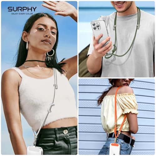 SURPHY Phone Lanyard Crossbody, Phone Strap Crossbody with 2 Tether Tabs - color: Orange