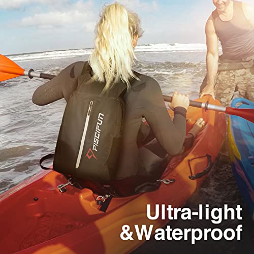 Piscifun Waterproof Floating Dry Backpack 10L/20L/30L | Lightweight and Durable, With Waist Pouch and Phone Case, Ideal for Kayaking, Camping, Beach, Boating, Swimming - color: Black, size: 30L