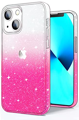 JJGoo Compatible with iPhone 13 Case, Glitter Soft TPU Shockproof Protective Bumper Cover, Sparkle Bling Sparkly Cute Slim Women Girls Phone Case for iPhone 13, 6.1inch, Gradient Glitter Pink - color: Gradient Pink