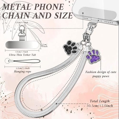 Phone Wrist Strap Phone Charm Strap Metal Phone Chain Tab Welding Process not Easy to Break - color: Flat Cat Paw
