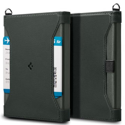Spigen Life Passport Card Cover Holder, RFID Blocking | Travel Document Organizer, SIM Card Pin Included - Black - color: Military Green
