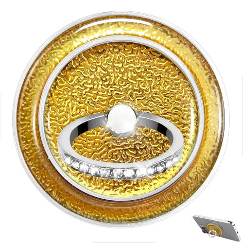 Sparkly Magnetic Phone Grip,Glitter Magnet Ring Stand Holder,Yellow - color: Clear Laser