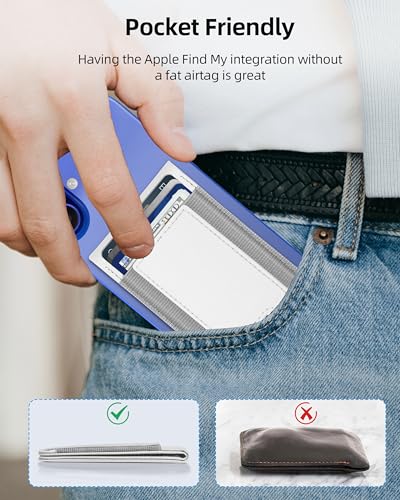 for Magsafe Wallet Works with Apple Find My, Leather Magnetic Phone Wallet - color: Ivory White