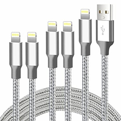USB to Lightning Cable, 5 Pack iPhone Charger Fast Charging Cord (Gray) - color: Gray, style: USB-A to L