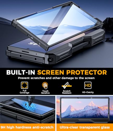 Magnetic Case for Samsung z-Fold-6: [Magsafe Compatible][Rugged Kickstand][S Pen Holder] Shockproof Armor Cover with Hinge Protection | for Business - color: Jet Black