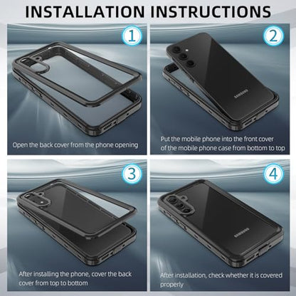 for Samsung Galaxy A55 5G Waterproof Case with Built-in Screen Protector-Rugged Full Body Dustproof Shockproof Drop with Cell Phone Ring Holder for Samsung A55 5G Phone Case Red