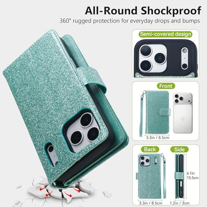 Varikke for iPhone 17 Pro - Case Wallet Magnetic Detachable, Mint Green - color: (Standard) Mint, size: iPhone 17 Pro 6.3"