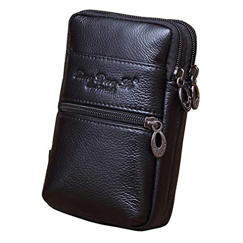 Leather Waist Pack Phone Belt Bag for Men Loop Holster Wallet Cellphone Case Pouch Pack Clip Money Purse - color: #05black