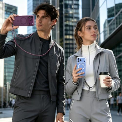 MAGEASY Roam MagSafe Crossbody iPhone Case with Adjustable Strap for iPhone 18 Pro & 17 Pro, Magnetic Case with Detachable Lanyard, 16FT Drop Defense, Camera Control Compatible (Purple) - color: Purple, size: iPhone 17/18 Pro