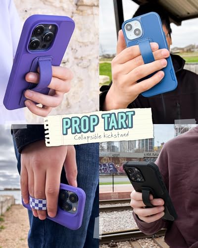 Smartish Phone Grip Loop with Kickstand, Prop Tart, Adhesive Strap, Checker - color: Checkerboard