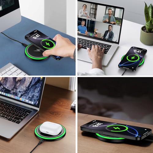 for Samsung Wireless Charger Pad for Galaxy S25 FE S25 Ultra S24FE S24 S23 S22 S21 Z Fold/Flip 7, 15W Fast Wireless Charging Station with 18W Adapter for iPhone 17 16 15 14 13,Google Pixel 10 9 Pro XL
