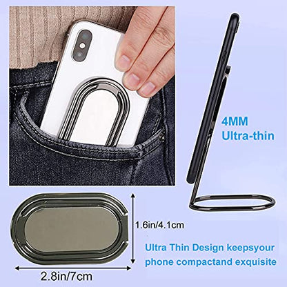 Cell Phone Ring Holder Finger Kickstand, CLZWiiN Foldable 360° Rotation Cellphone Stand for Desk, Office Desktop, Magnetic Car Mount, Metal Multi-Angle for Phone Back Grip (Gun Black) - color: Gun Black