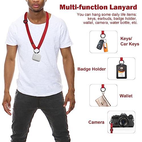 Dual-use Adjustable Lanyard End-to-end Connection Lanyard Anti-lost Neck Strap Holder for Keys Wallet Camera - color: Red Lanyard, size: Long Crossbody Lanyard - Cotton