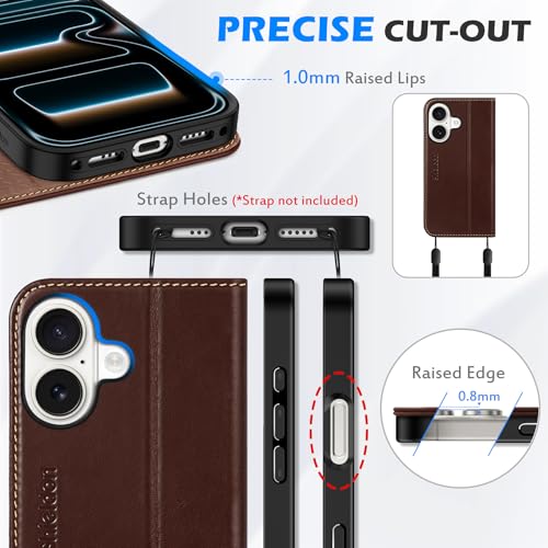 SHIELDON Real Leather Magnetic Case Wallet for iPhone 17 6.3", Retro Coffee | Flip Magnetic Cover, Kickstand, RFID Blocking, 3 Credit Card Holder, Book Design, Shockproof, Soft Inner Phone Case - color: Retro Coffee