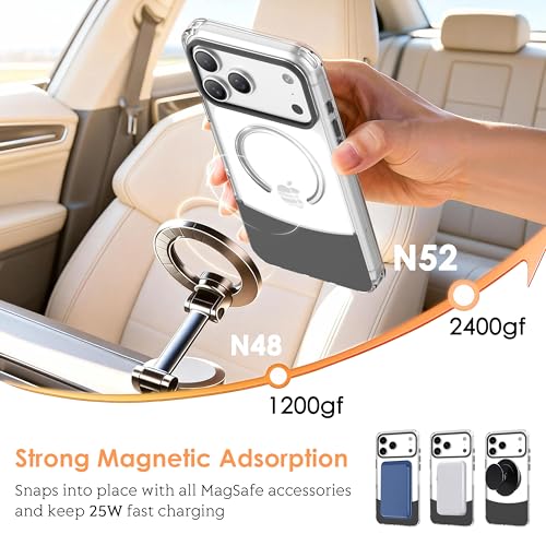 Magnetic Case for iPhone 17 Air, Crystal Clear, [Compatible with Magsafe][Military Grade Drop Protection] Anti-Yellowing Slim Shockproof Transparent Protective Phone Cover, Black - color: Black, size: iPhone 17 Air