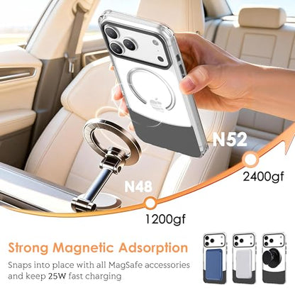 Magnetic Case for iPhone 17 Pro, Crystal Clear, [Compatible with Magsafe][Military Grade Drop Protection] Anti-Yellowing Slim Shockproof Transparent Protective Phone Cover, Black - color: Black, size: iPhone 17 Pro