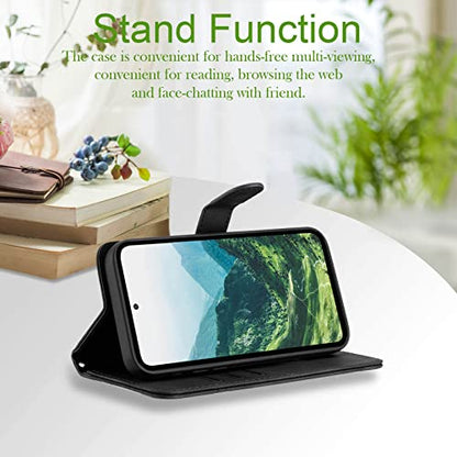 for Samsung S21 Case Wallet Card Holder Strap (Black) | PU Leather Pattern, Card Slots, Cash Pocket, Kickstand, Magnetic Closure, Flip Cover, TPU Inner, Shockproof Protective - color: Black