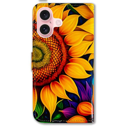 Bcov Case for iPhone 16,Yellow Sunflower Multifunction Leather Phone Case Wallet Flip Cover with Multi Card Slots Pocket Wrist Strap for Apple iPhone 16 - color: Yellow Sunflower