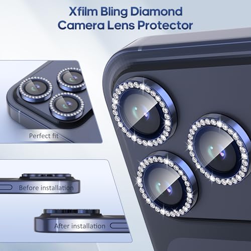 iPhone 17 Pro/17 Pro Max Camera Lens Protector Bling Diamond, Blue - color: Deep Blue, size: 17 Pro/Max