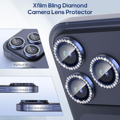 iPhone 17 Pro/17 Pro Max Camera Lens Protector Bling Diamond, Blue - color: Deep Blue, size: 17 Pro/Max