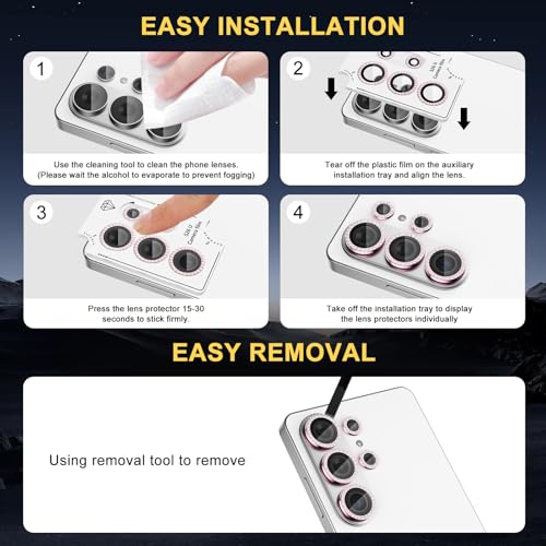 Camera Lens Protector for Samsung Galaxy S26 Ultra, Diamond Pink - color: Diamond Pink