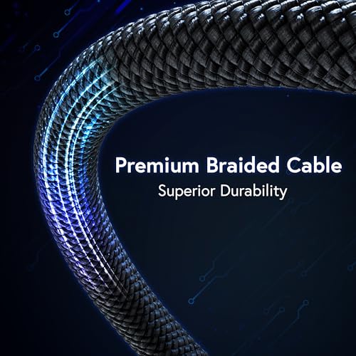AFFHAUSEN USB-C to USB-C Cable 7ft (2.1m), 240W, Braided Black - color: Black