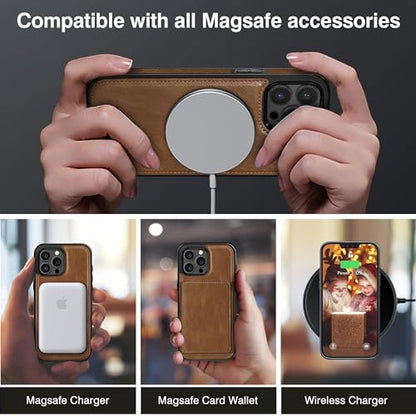 LOHASIC Compatible with Magsafe iPhone 15 Pro Max Wallet Case, Brown | Luxury Leather, RFID Blocking, Detachable Credit Card Holder Slot, Strong Magnetic, Kickstand, Flip Phone Case - color: Brown, size: for iPhone 15 Pro Max