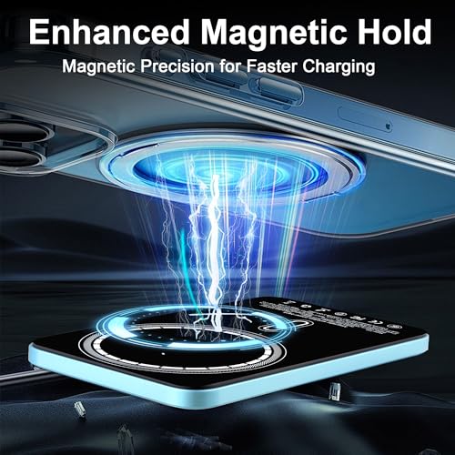 Magnetic Portable Charger 5000mAh, 15W Ultra Slim Wireless Portable Charger, Fast Charging for iPhone 17/16/15/14/13/12 Pro/Pro Max/Plus, Metal Shell, USB-C Cable to Charge Other Phones (Blue) - color: Blue