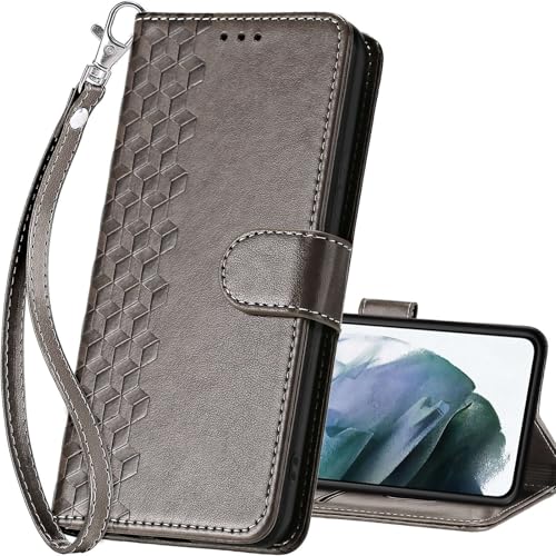 for Samsung Galaxy S22 Wallet case, Gray-Cube | 3 Card Holders, Kickstand, Shockproof TPU Shell, PU Leather, Magnetic Closure, Protective Flip Folio Cover, Women - color: 10