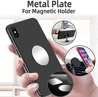 SALEX Replacement Metal Plates Set 4 Pack for Magnetic Car Phone Holders, Wall, Air Vent Mounts, Cases, Magnets. Kit of 2 Silver Round and 2 Rectangular Iron Discs Without Holes. 3M Adhesive Backing. - color: Mix 4 pack