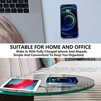 Under Desk Wireless Charger Without Sticker,5-15MM Invisible Wireless Charger pad- for iPhone 13/12 Pro/Max/Airpods&Android (36W Adapter Included)