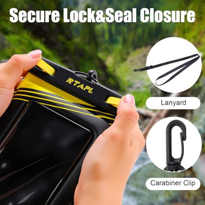 Floating Waterproof Phone Pouch 2 Pack - IPX8 Waterproof Phone Case with Lanyard, Universal Protector for iPhone 17/16/15/14/13 Pro Max Plus & Galaxy S25/S24, Yellow - color: Black and yellow