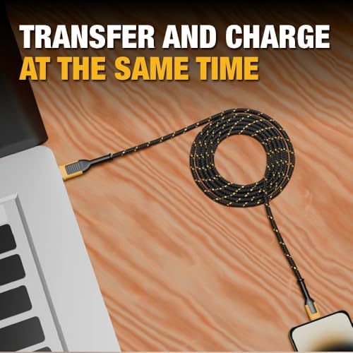 DEWALT Heavy Duty USB to USB C Cable, Jobsite Type C Cable, High Speed, 6ft - size: 6 ft
