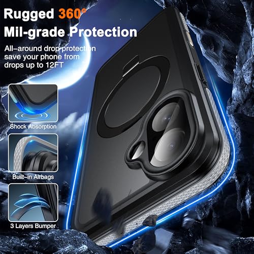Oterkin Magnetic Stand for iPhone 16 Case Waterproof IP68, Black - color: Black, size: iPhone 16 6.1''