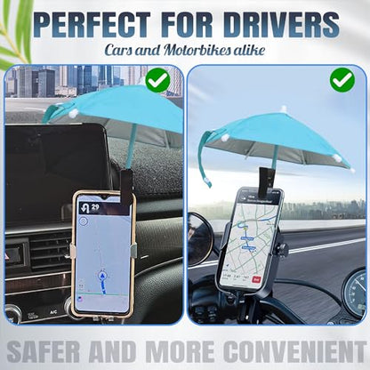 Phone Umbrella for Sun, Clip-On Phone Sun Shade, Universal Fit - color: Blue