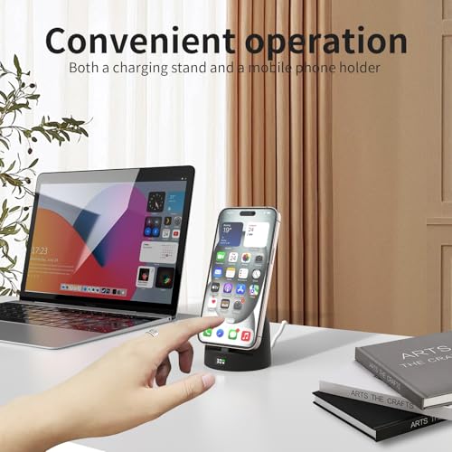 Phone Charging Stand for Samsung/iPhone15/16/17,Charger Stand with USB-C,Charging Station with LED Power Display,Charging Dock for Nightstand Black Silicone - color: BLACK