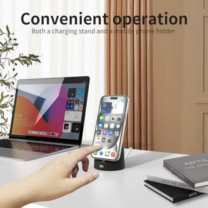 Phone Charging Stand for Samsung/iPhone15/16/17,Charger Stand with USB-C,Charging Station with LED Power Display,Charging Dock for Nightstand Black Silicone - color: BLACK