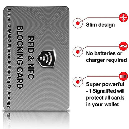 SaiTech IT 5 Pack RFID Blocking Card for Credit Debit ID Card, Grey | Slim Anti-Theft Contactless NFC RFID Blocker Protector, Easily Fit into Wallet and Purse, for Men & Women - color: Grey