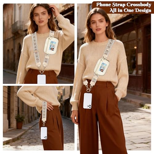 Clip and Go Strap for Phone with Wallet Crossbody,Adjustable Crossbody Cell Belt Detachable Wristlet Wallet for Daily