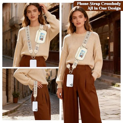 Clip and Go Strap for Phone with Wallet Crossbody,Adjustable Crossbody Cell Belt Detachable Wristlet Wallet for Daily