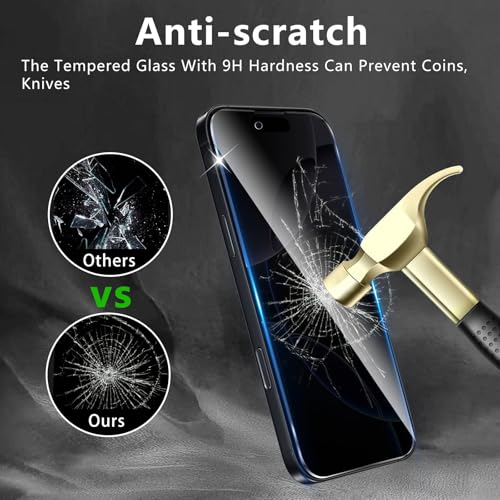 3+3 Pack Privacy Screen Protector Designed for iPhone 16 Pro With 3 Pack Camera Lens Protector,Full Coverage Anti-Spy Tempered Glass Film,9H Hardness,Bubble Free,Easy to Install - color: iPhone 16 Pro FK33